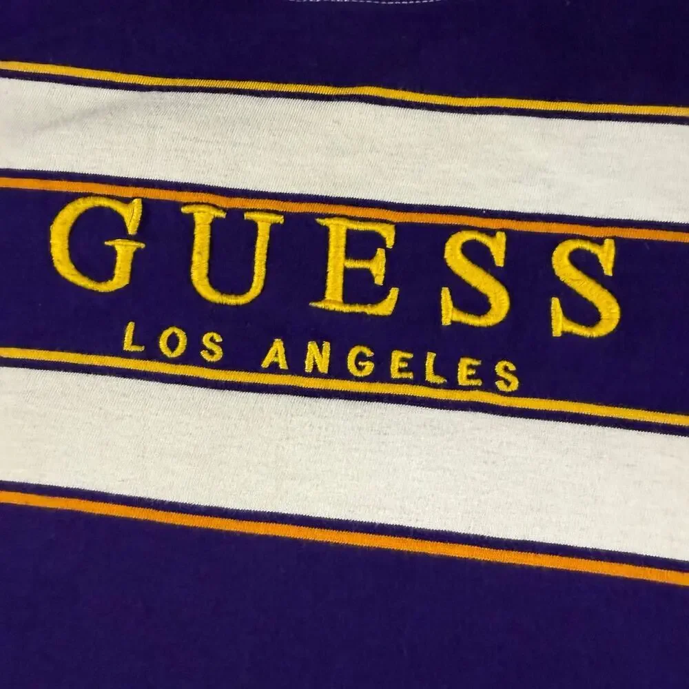 Vintage Guess  purple, white, and Gold Tee Size M - Picture 2 of 7